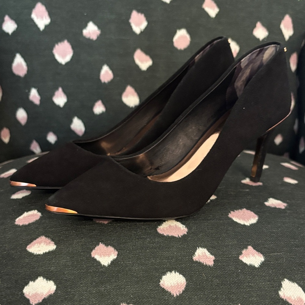 Ted Baker Black Heels with Gold Accents